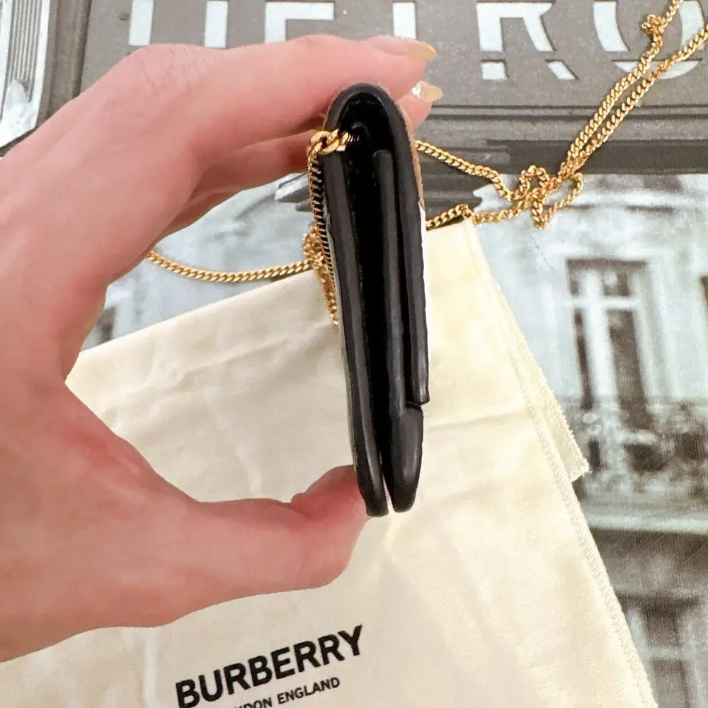 Burberry Grace Tricolor Suede Leather Wallet On Chain WOC Crossbody Shoulder Bag
